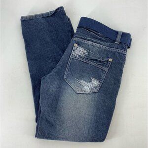 Brooklyn Xpress Y2K Denim Jeans Straight Leg Dark Wash Whiskered Mens 36